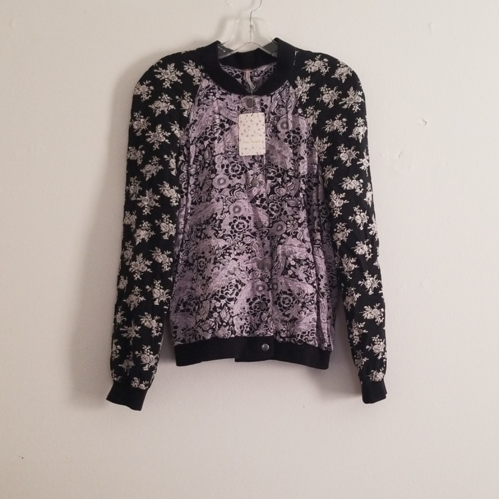 NWT Free People Floral Bomber Jacket - Picture 1 of 6